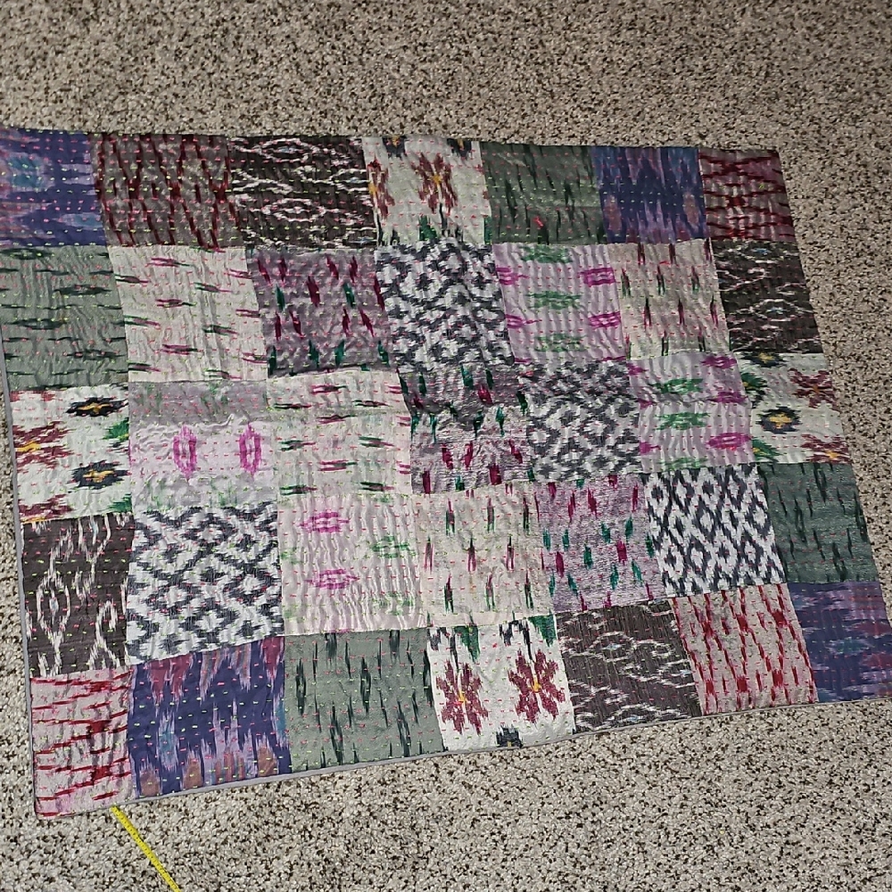 Arhaus Artisian Unique Kantha Colorful Patchwork Quilted Standard Sham